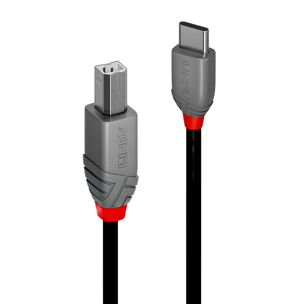 LINDY LNY-36943 :: USB 2.0 кабел, Anthra Line, Type C - B, M-M, 3 мна ниска цена с бърза доставка