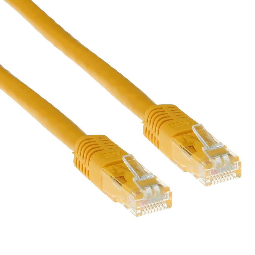 Мрежов пач кабел ACT U-UTP, CAT 6, RJ-45 - RJ-45, 0.5 m,Медни проводници, Жълтна ниска цена с бърза доставка - BestPC.BG