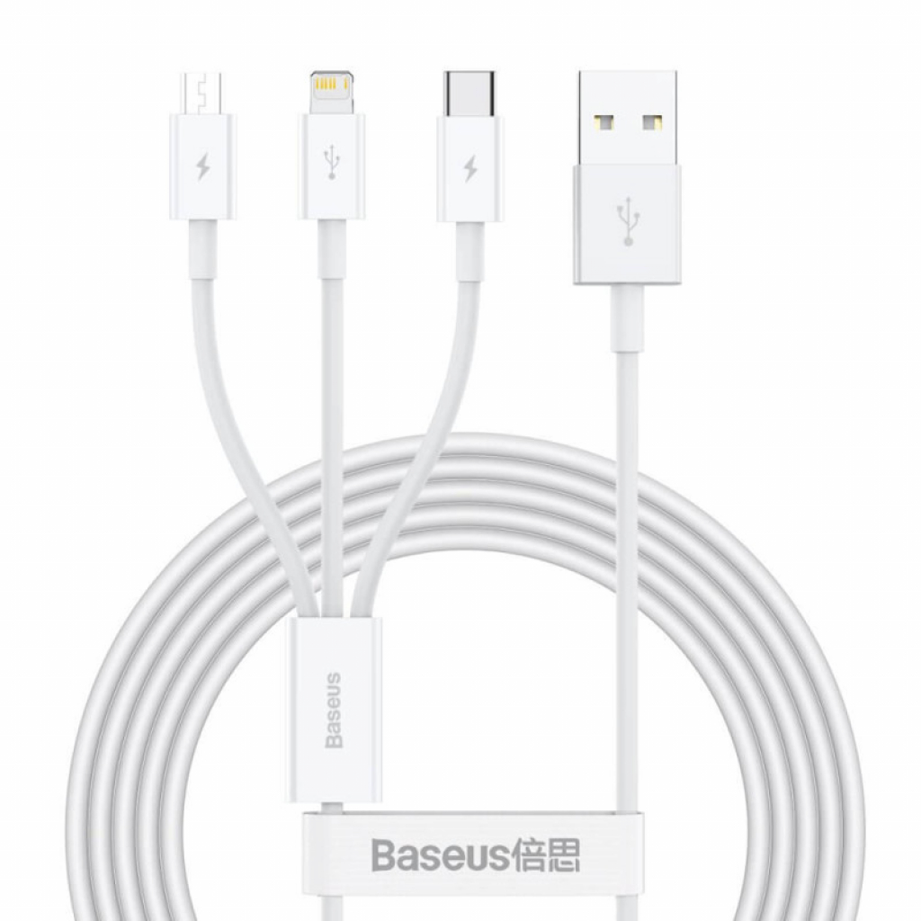Кабел/адаптер Baseus Superior 3в1 USB-А към Lightning, microUSBна ниска цена с бърза доставка - BestPC.BG
