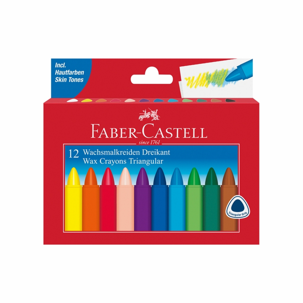 Канцеларски продукт Faber-Castell Восъчни пастели Triangular, 12 цвятана ниска цена с бърза доставка