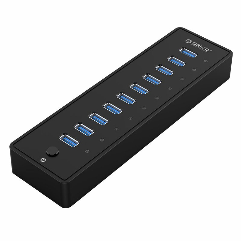 USB Хъб Orico- P10-U3-V1-BK USB3.0 HUB 10 port with Premium Power Adapter, Blackна ниска цена с бърза доставка - BestPC.BG