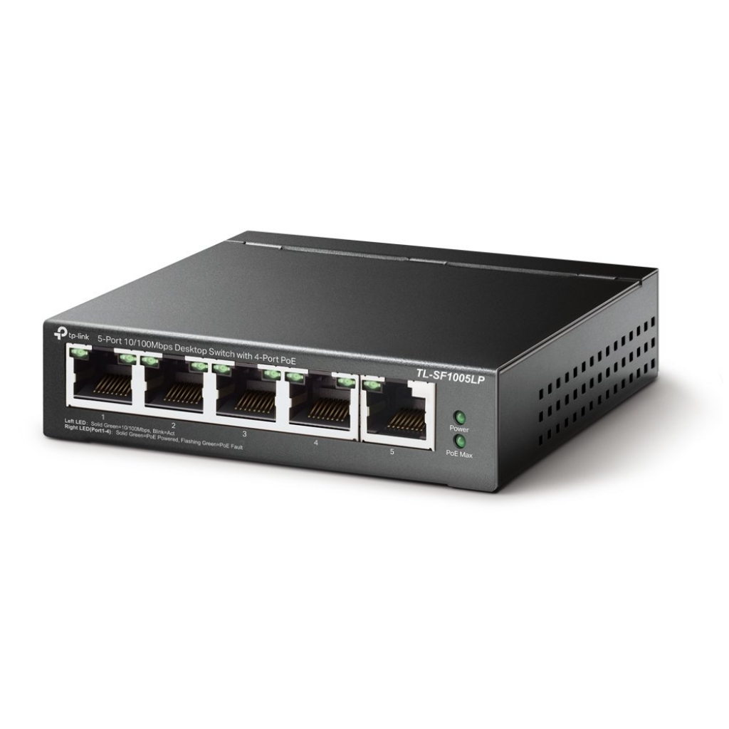 Комутатор/Суич Switch TP-LINK TL-SF1005LP, 5-порта 10-100M, 4 x PoE, неуправляем, металенна ниска цена с бърза доставка - BestPC.BG