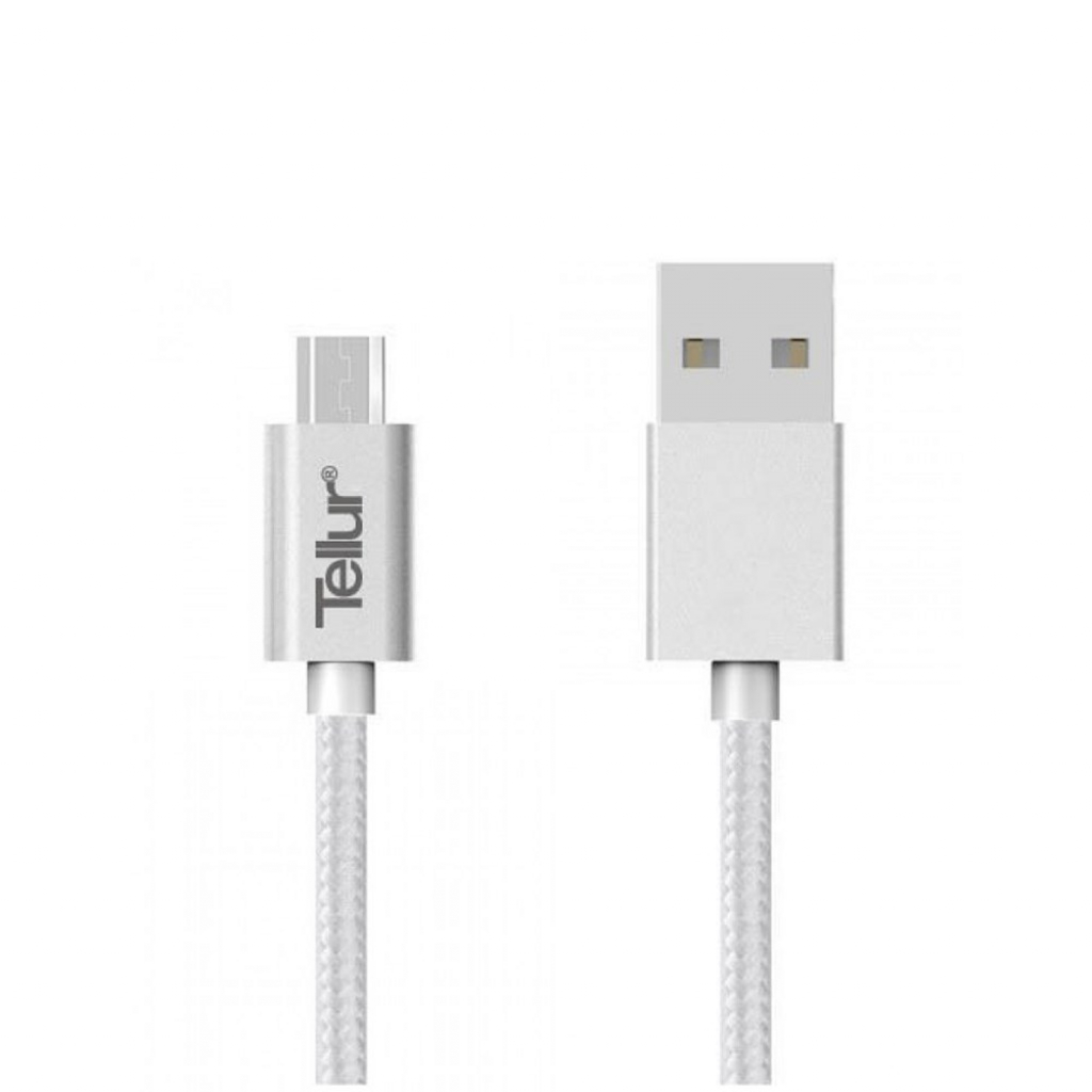 Tellur кабел за данни, USB-A - Micro-USB, 1 м, сребристна ниска цена с бърза доставка - BestPC.BG