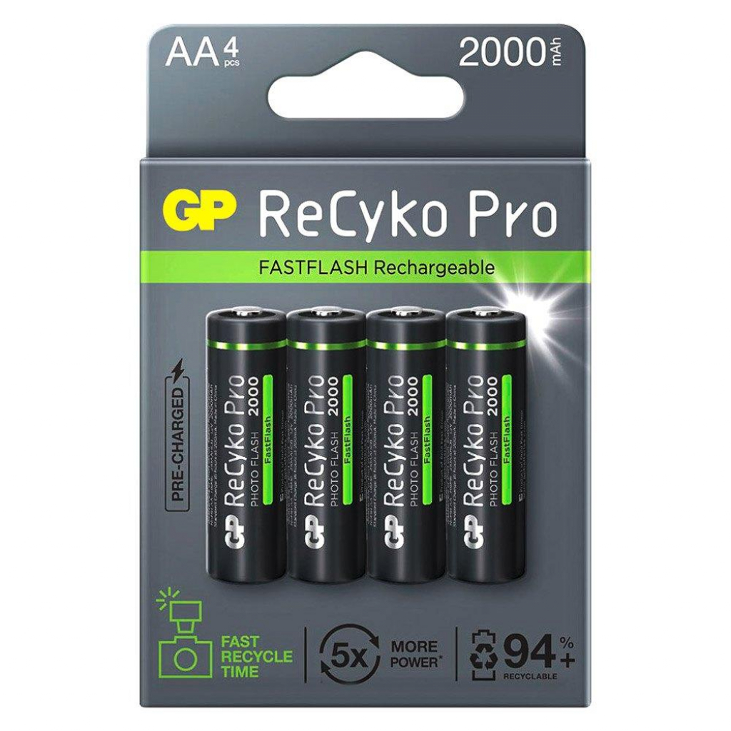 Батерия GP R6 AA 2100mAh RECYKO + PRO Fast Flash GP-BR-210AAHCF-APCEB4 NiMH, 4 бр.на ниска цена с бърза доставка - BestPC.BG