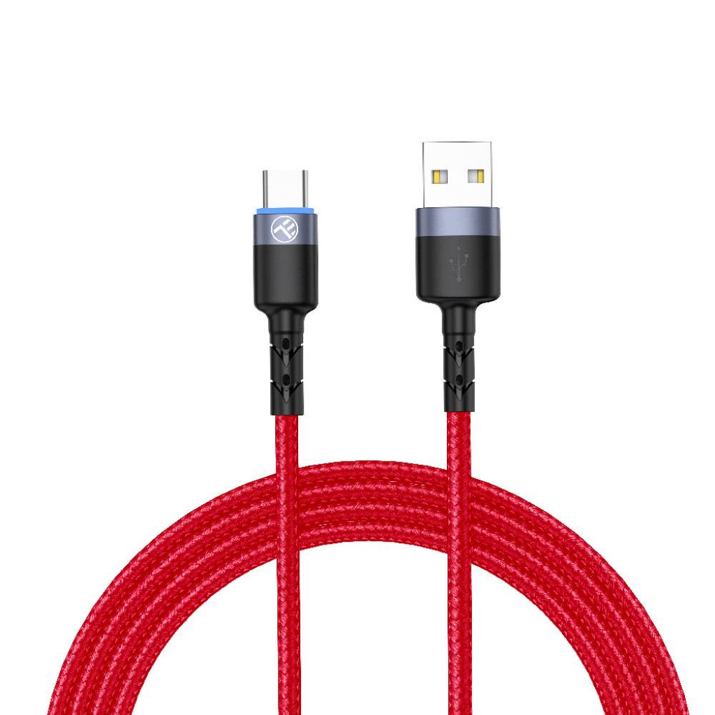 Tellur кабел за данни, USB-A - USB-C, LED, 1.2 м, червенна ниска цена с бърза доставка - BestPC.BG
