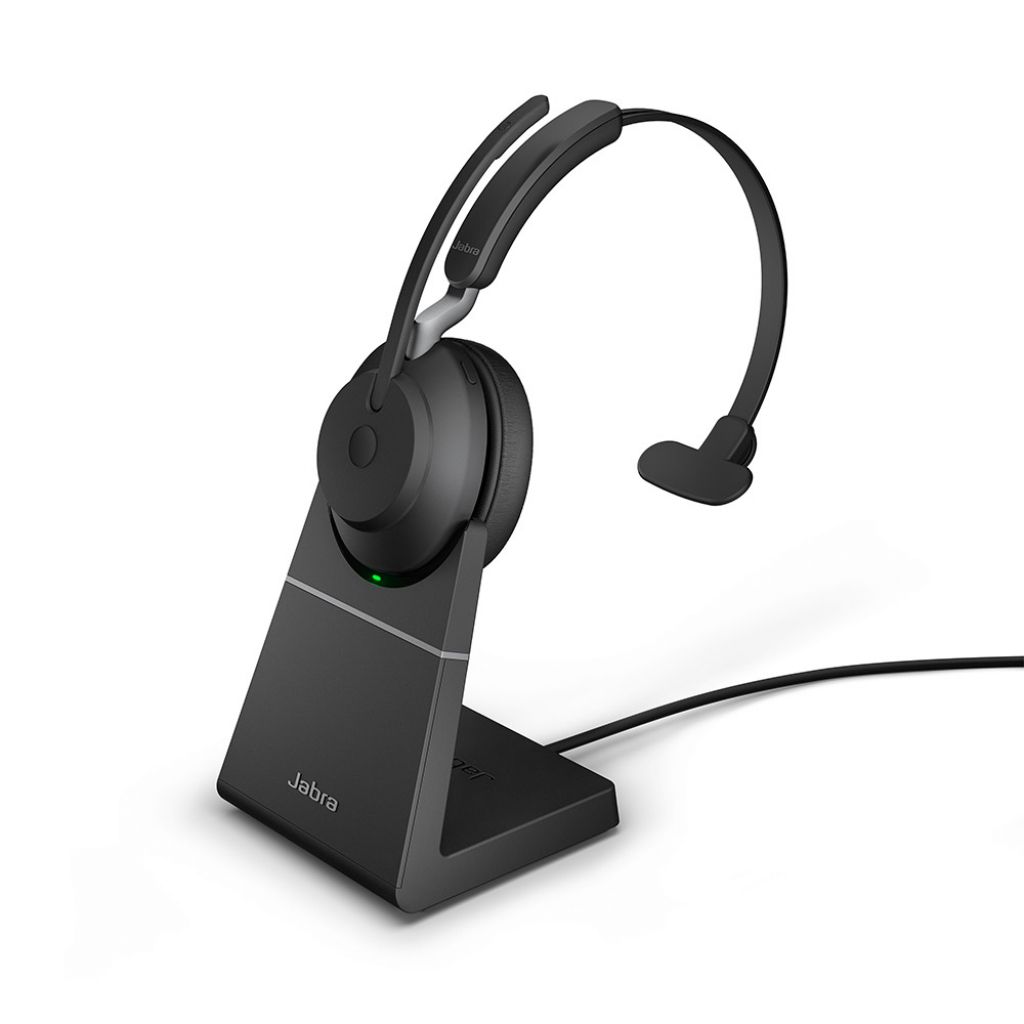Слушалки Jabra EVOLVE2 65 моно слушалка + стойка, UC , Link380 USB-C, чернана ниска цена с бърза доставка - BestPC.BG