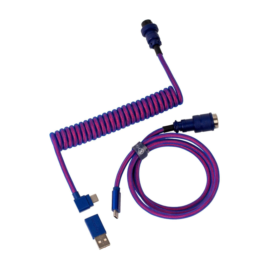 Кабел/адаптер Keychron Premium Angled Purple Coiled Aviator Custom USB Cable, USB-C - USB-Cна ниска цена с бърза доставка - BestPC.BG