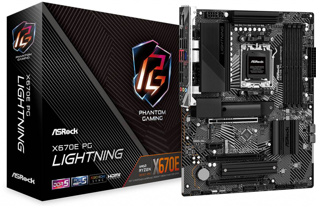 Дънна платка ASROCK MB Desktop X670E PG Lightning, AM5, 4x DDR5, 1x PCIe 5.0 x16, 2x PCIe 4.0на ниска цена с бърза доставка - BestPC.BG