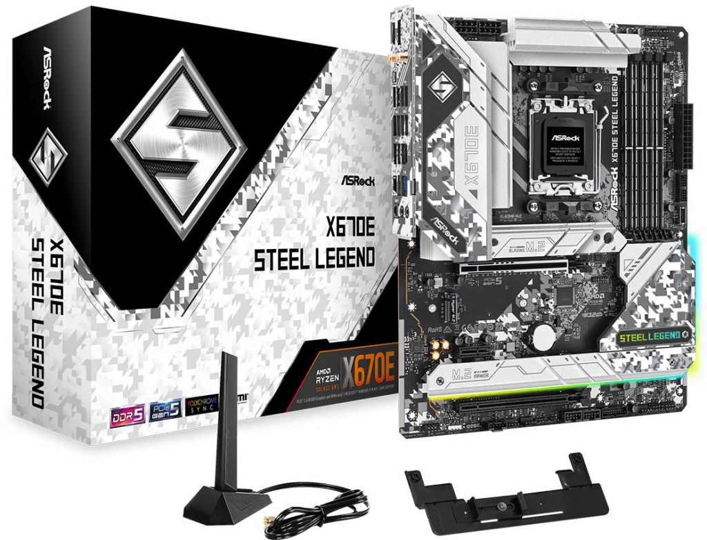 Дънна платка ASROCK MB Desktop X670E Steel Legend, AM5, 4x DDR5, 1x PCIe 5.0 x16, 1x PCIe 3.0 x16на ниска цена с бърза доставка - BestPC.BG