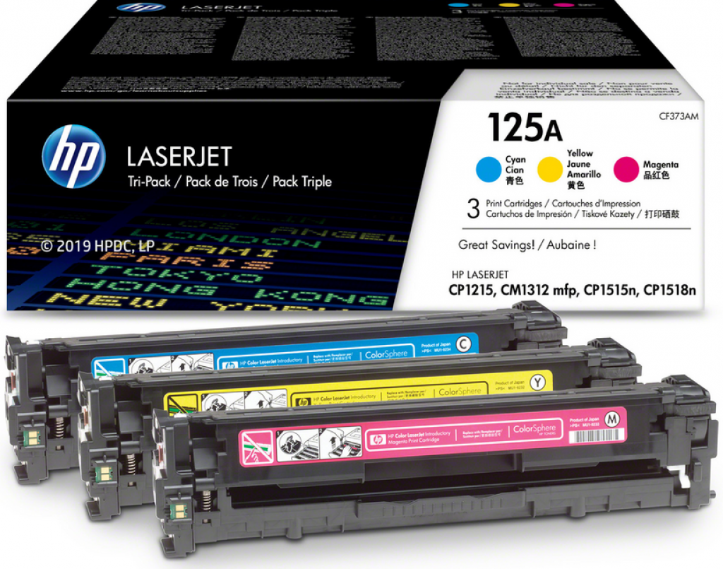 Тонер за лазерен принтер Комплект касети за HP COLOR LASER JET CP1215 / 1515N /125A/ 3-color packна ниска цена с бърза доставка - BestPC.BG