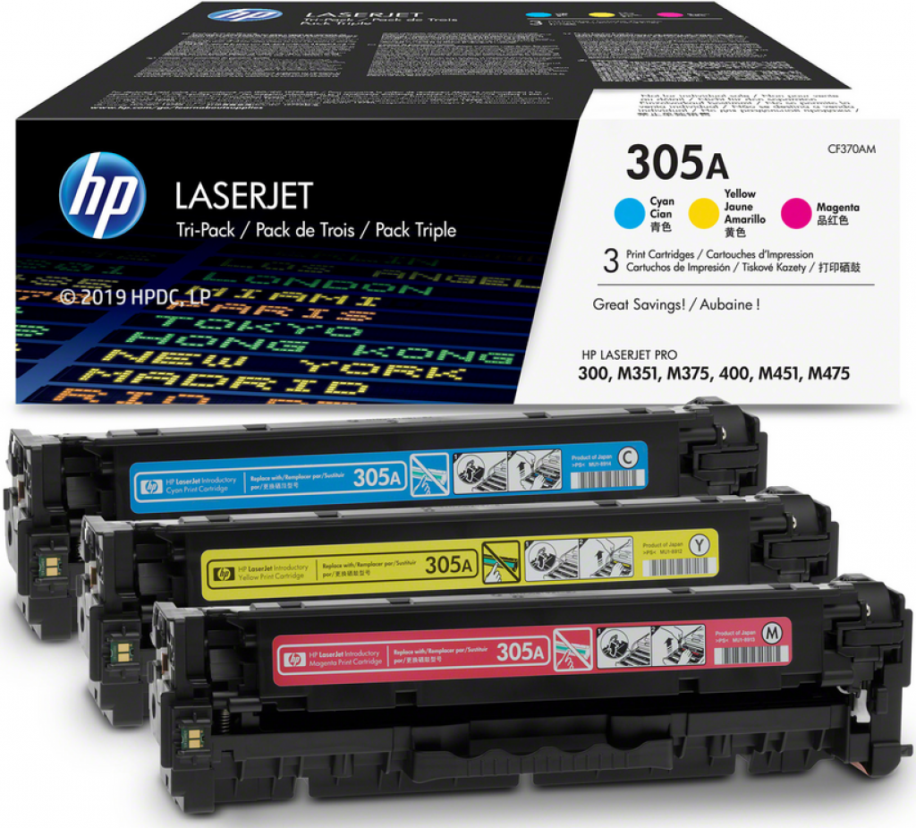 Тонер за лазерен принтер Комплект касети за HP COLOR LASER JET PRO 300 / 400 / MFP series /305A/ 3-color packна ниска цена с бърза доставка - BestPC.BG
