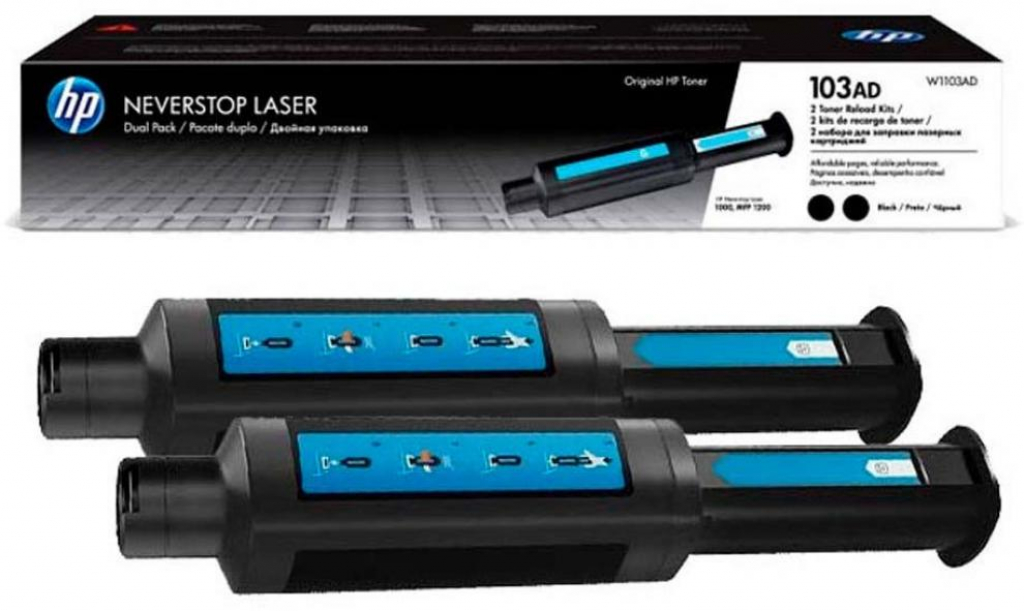Тонер за лазерен принтер HP NEVERSTOP LASER 1000 / MFP 1200 - Black - Twin pack - /103AD/ - P№W1103ADна ниска цена с бърза доставка - BestPC.BG