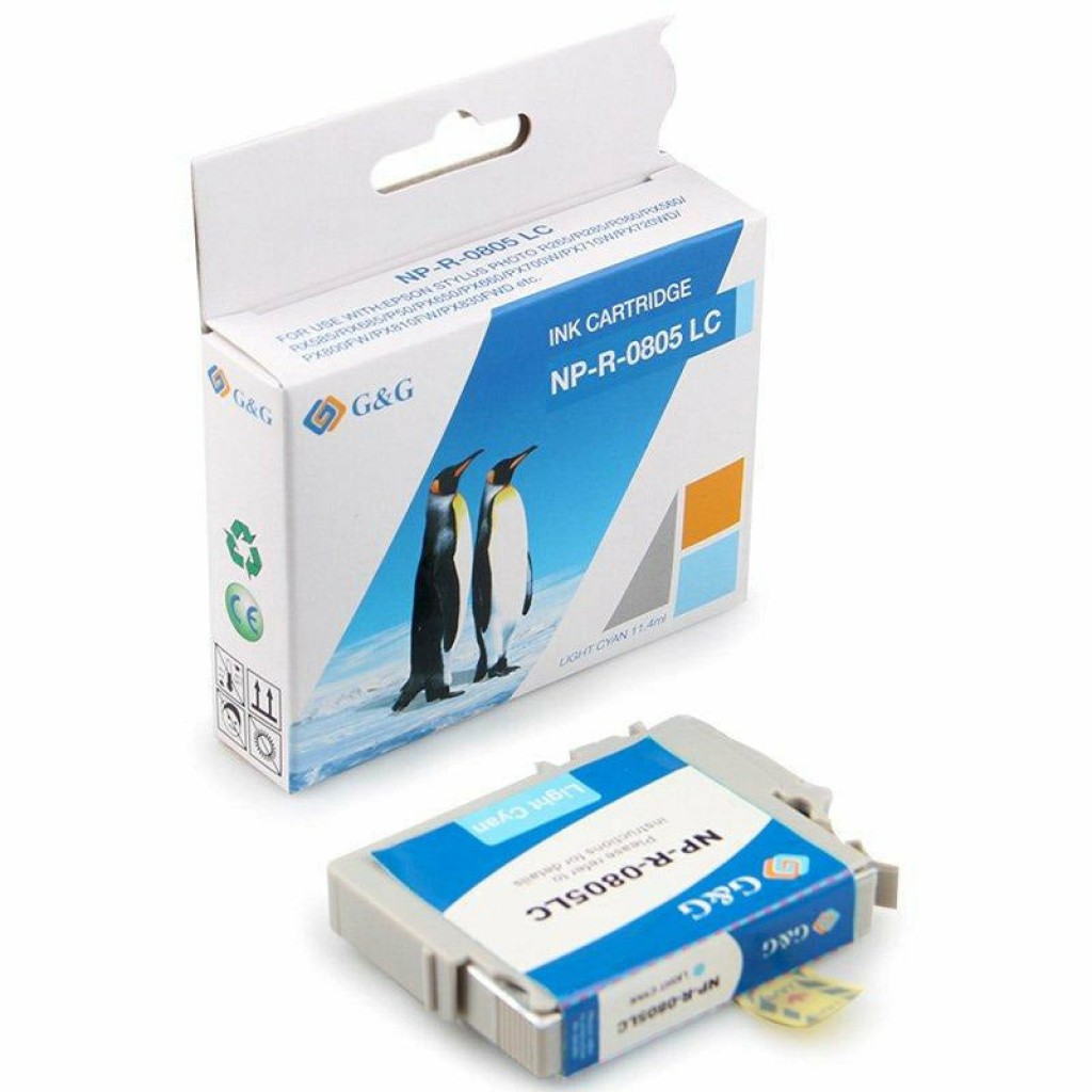 Касета с мастило EPSON STYLUS PHOTO R265 / R360 / RX560 / RX585 / Light cyan - T0805 LC - G&Gна ниска цена с бърза доставка - BestPC.BG
