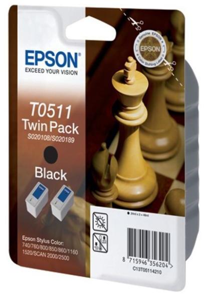 Касета с мастило EPSON STYLUS 740 / 760 / 860 / 1160 - Black twin pack S020189на ниска цена с бърза доставка - BestPC.BG
