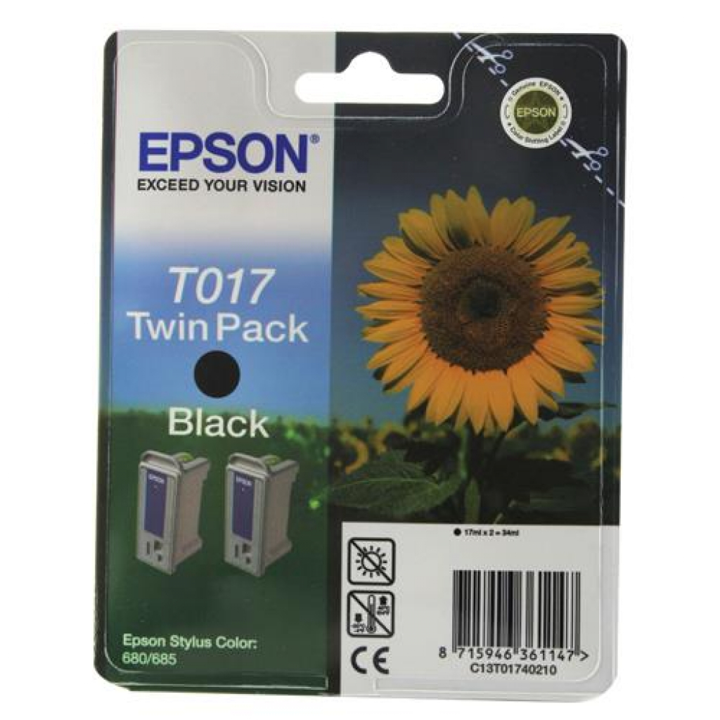 Касета с мастило EPSON STYLUS COLOR 680 Black twin pack P№T017402на ниска цена с бърза доставка - BestPC.BG