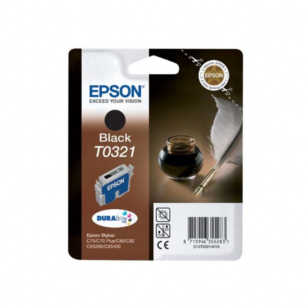 Касета с мастило Глава за Epson Stylus C 70 / C 80 Series, Black, T 0321на ниска цена с бърза доставка - BestPC.BG