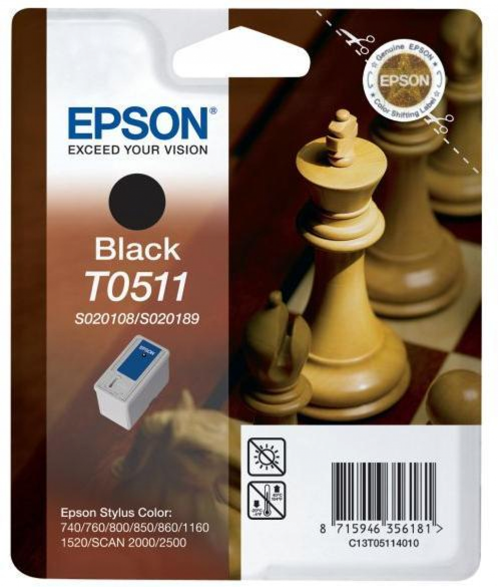 Касета с мастило EPSON STYLUS 740 / 760 / 800 / 850 / 860 / 1160 / 1520 Black - P№C13T051140на ниска цена с бърза доставка - BestPC.BG