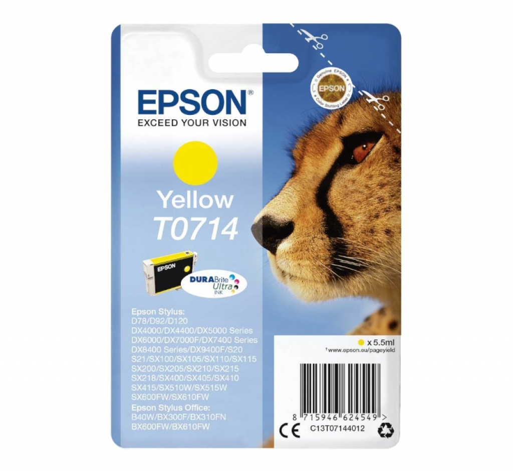 Касета с мастило Глава за Epson D78 / DX4000 / DX4050 / DX500DX5050 Series, Yellow, C13T071440на ниска цена с бърза доставка - BestPC.BG