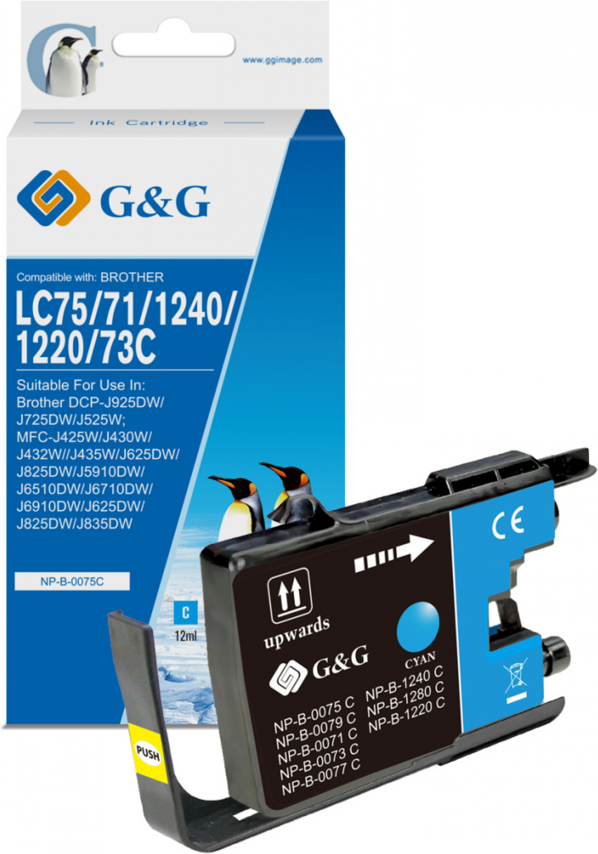 Касета с мастило BROTHER MFC-J6510 / J6710 / J6910 - Cyan P№NP-B-0075C - G&Gна ниска цена с бърза доставка - BestPC.BG