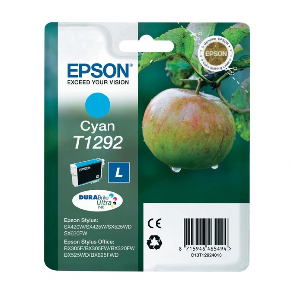 Касета с мастило Глава за Epson Stylus SX425W / SX525WD / BX305F Series, Cyan, C13T12924011на ниска цена с бърза доставка - BestPC.BG