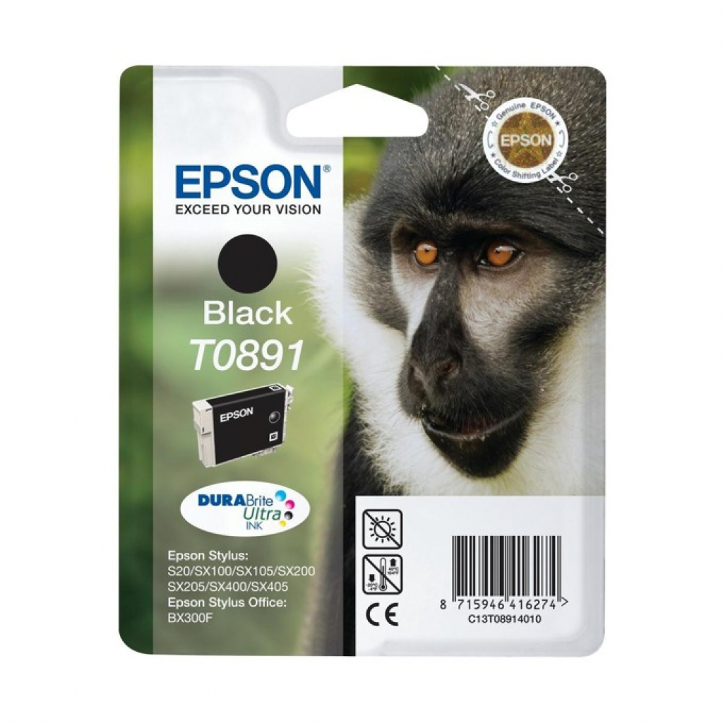 Касета с мастило Глава за Epson Stylus S20 / SX100 / 105 / 200 / 205 Series, Black, C13T08914010на ниска цена с бърза доставка - BestPC.BG