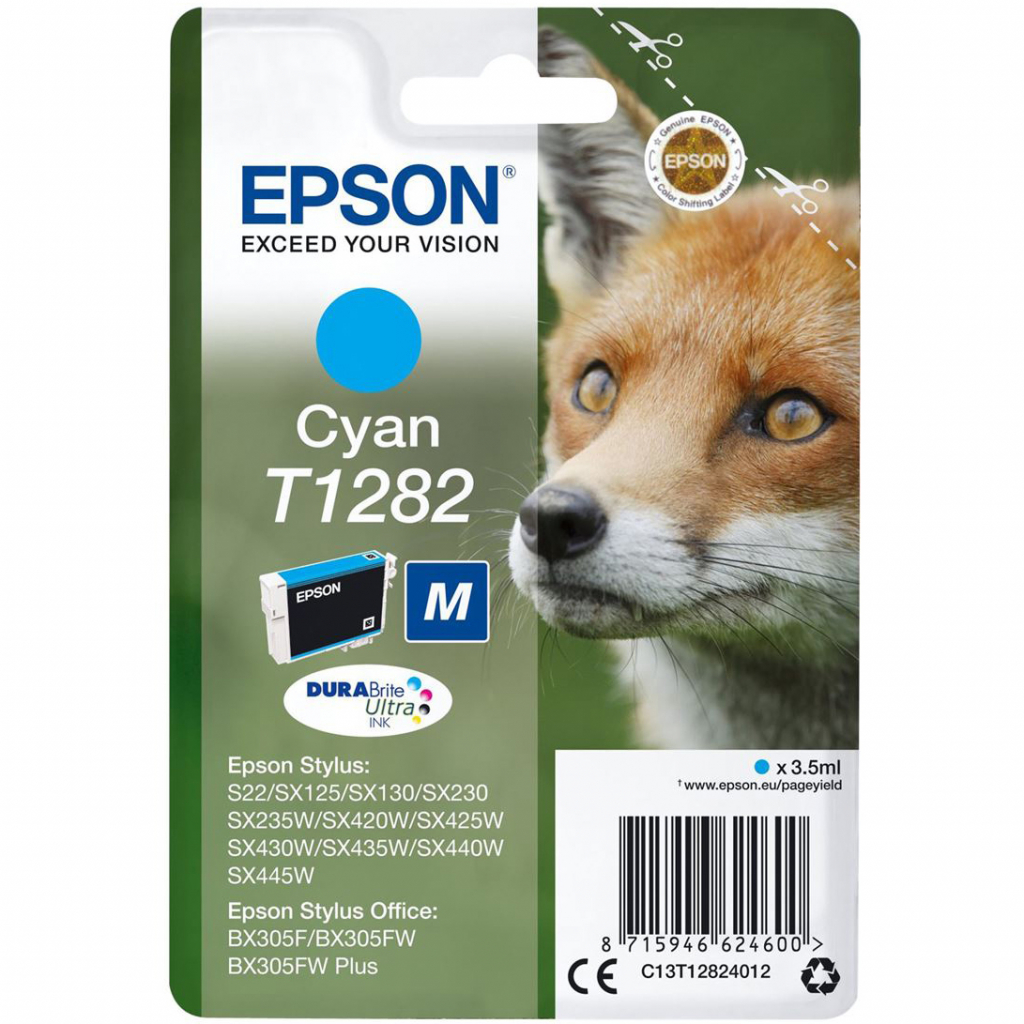 Касета с мастило за Epson Stylus S22, Epson BX305F, SX series, Циан C13T12824010на ниска цена с бърза доставка - BestPC.BG