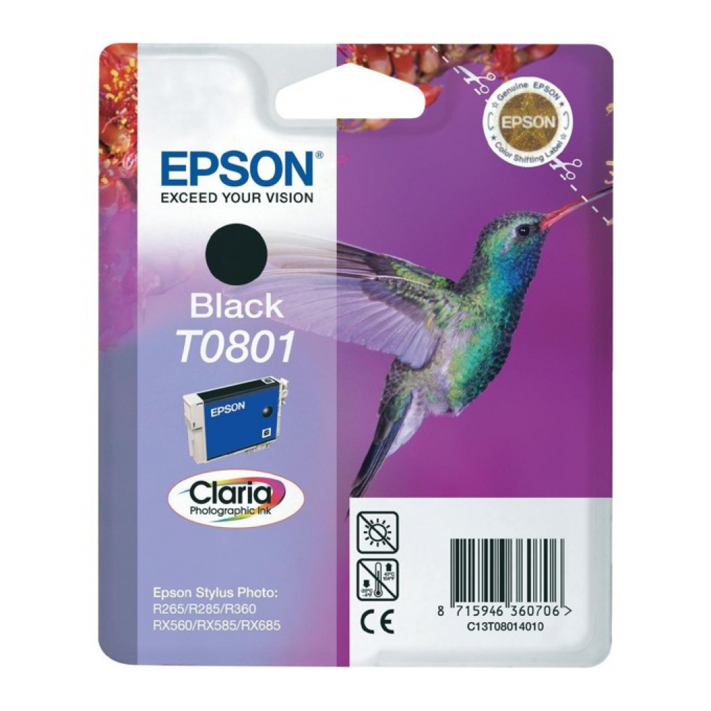 Касета с мастило Глава за Epson Stylus Photo R 265 / R285 / R360 / RX560 Series, Black, C13T08014010на ниска цена с бърза доставка - BestPC.BG