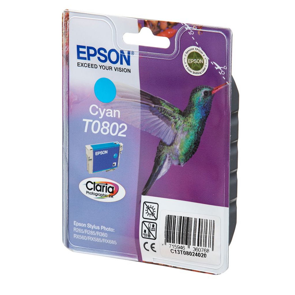 Касета с мастило Глава за Epson Stylus Photo R 265 / R285 / R360 / RX560 Series, Cyan, C13T08024010на ниска цена с бърза доставка - BestPC.BG