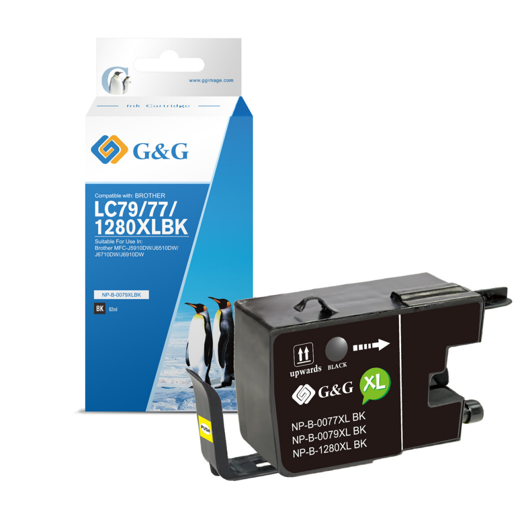 Касета с мастило BROTHER MFC-J6510 / J6710 / J6910 - Black - LC1280XLBK - P№NP-B-0079XLBK - G&G -на ниска цена с бърза доставка - BestPC.BG