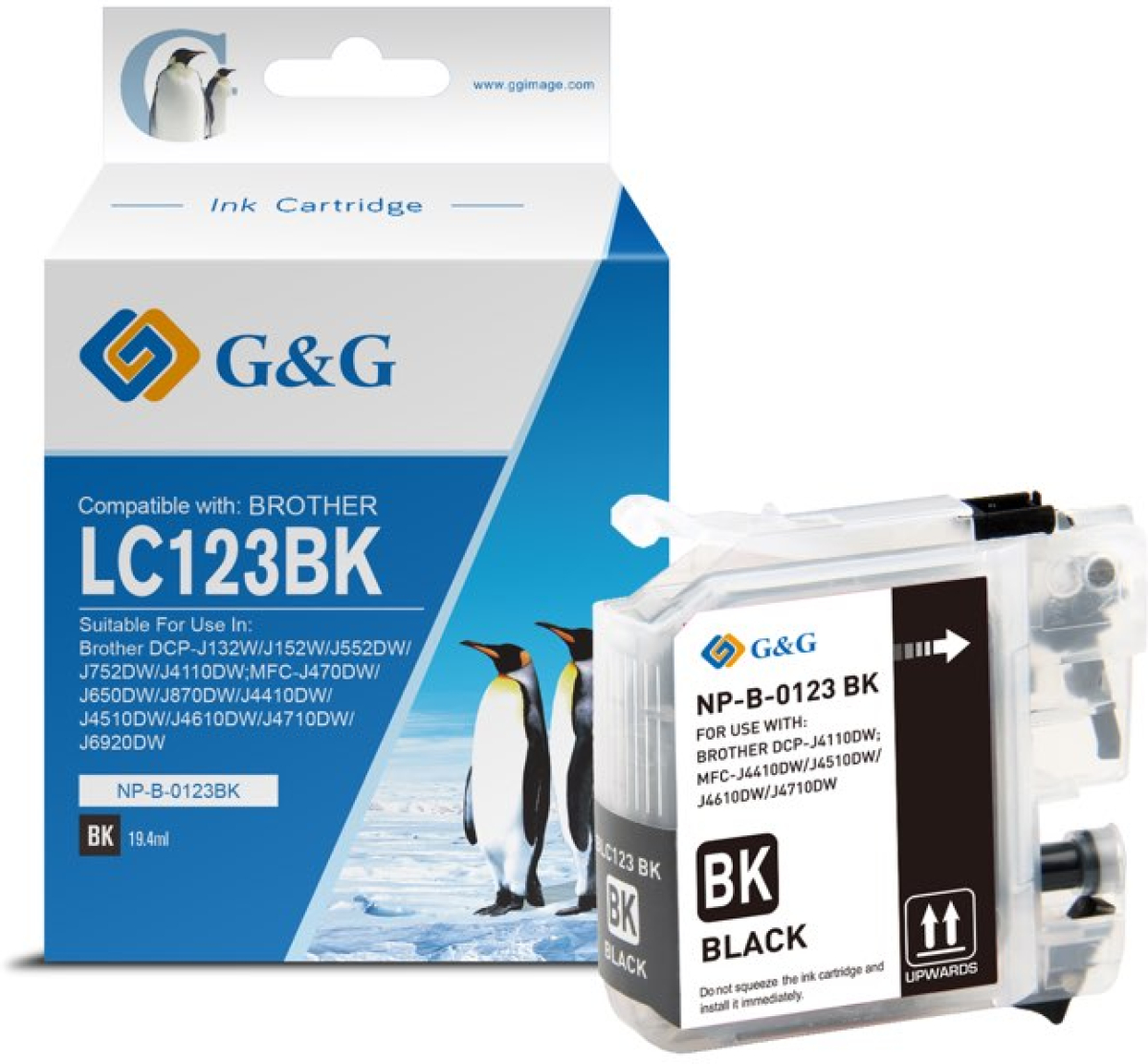Касета с мастило BROTHER DCP J132 / J152 / J552 / J752 / J4110 / Black P№NP-B-0123BK - G&Gна ниска цена с бърза доставка - BestPC.BG