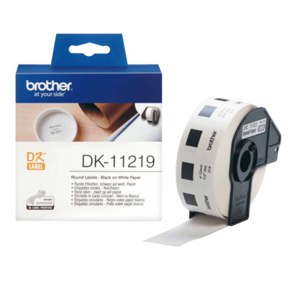 Касета за етикетен принтер BROTHER ТИП DK - ROUND PAPER LABELS - 12mm x 12mm x 1200 - P№DK11219на ниска цена с бърза доставка - BestPC.BG