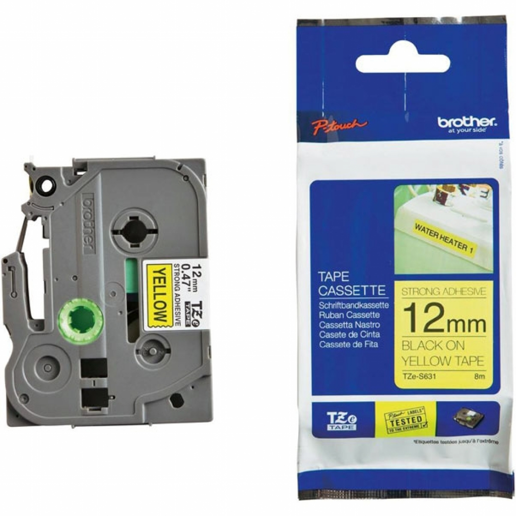 Касета за етикетен принтер BROTHER ТИП TZ - 12 mm BLACK ON YELLOW ADHESIVE TAPE - P№TZES631на ниска цена с бърза доставка - BestPC.BG