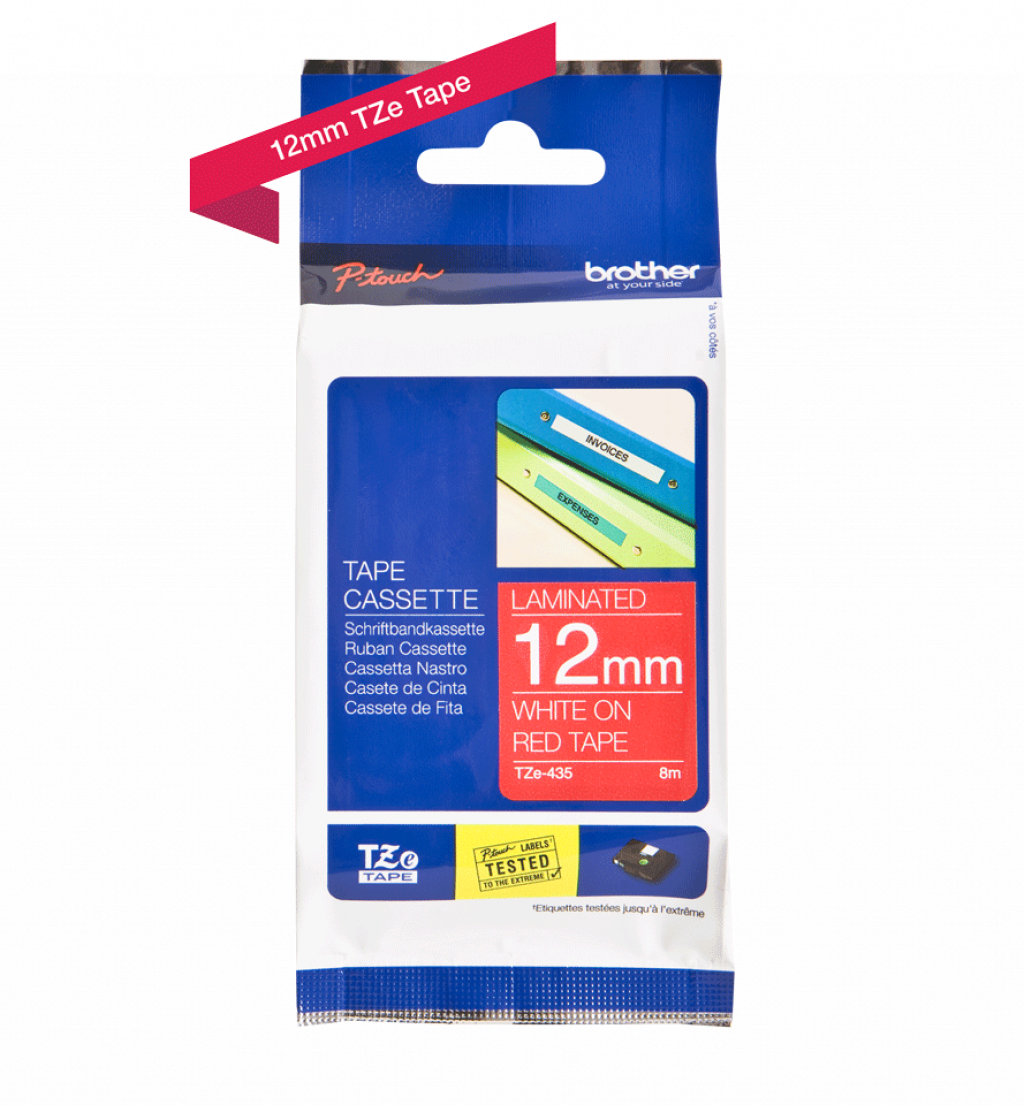 Касета за етикетен принтер BROTHER ТИП TZ - 12 mm WHITE ON RED TAPE - P№TZE435на ниска цена с бърза доставка - BestPC.BG