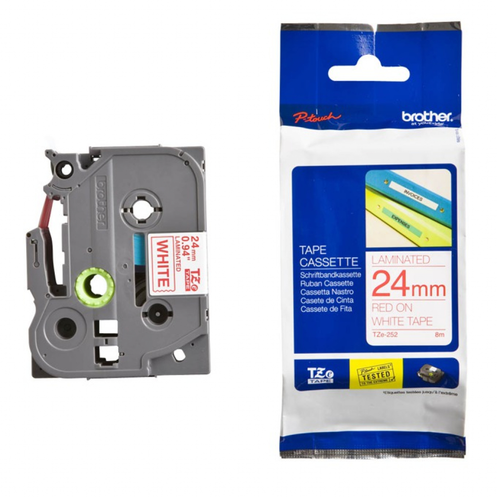 Касета за етикетен принтер BROTHER ТИП TZ - 24 mm RED ON WHITE TAPE - P№TZE252на ниска цена с бърза доставка - BestPC.BG