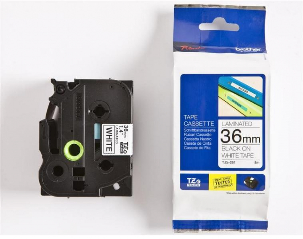 Касета за етикетен принтер BROTHER ТИП TZ - 36 mm BLACK ON WHITE TAPE - P№TZE261на ниска цена с бърза доставка - BestPC.BG