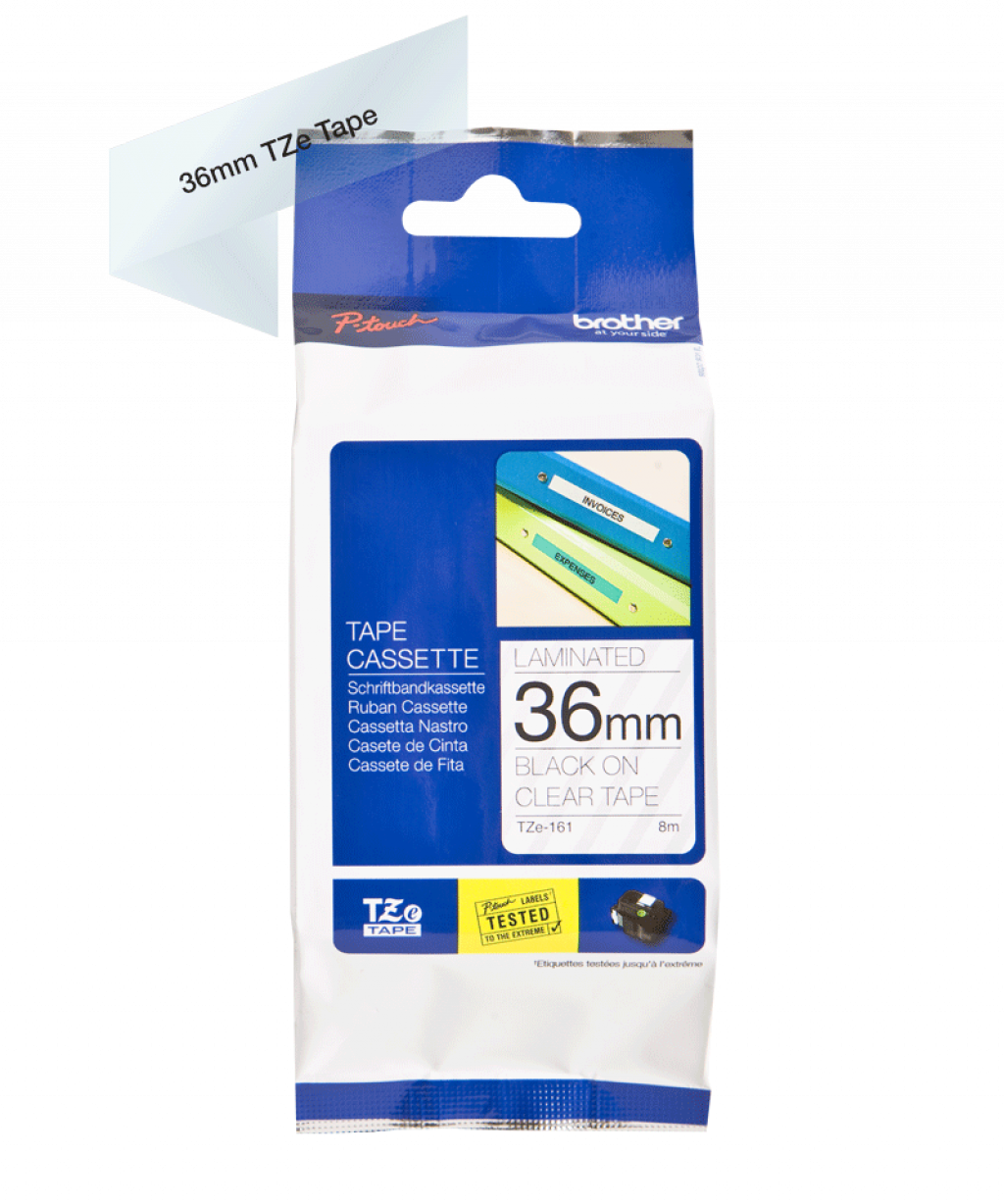 Касета за етикетен принтер BROTHER ТИП TZ - 36 mm BLACK ON CLEAR TAPE - P№TZE161на ниска цена с бърза доставка - BestPC.BG