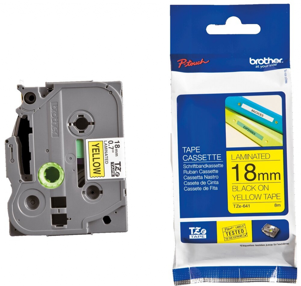Касета за етикетен принтер BROTHER ТИП TZ - 18 mm BLACK ON WELLOW TAPE - P№TZE641на ниска цена с бърза доставка - BestPC.BG