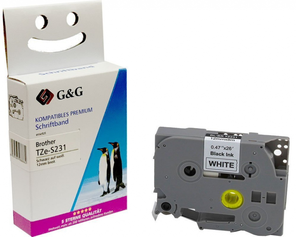 Касета за етикетен принтер BROTHER ТИП TZ - 12 mm BLACK ON WHITE/ TZE231 P№RL-BR-TZ231-BK - G&Gна ниска цена с бърза доставка - BestPC.BG