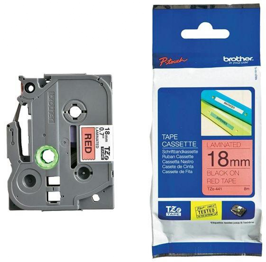Касета за етикетен принтер BROTHER ТИП TZ - 18 mm BLACK ON RED TAPE - P№TZE441на ниска цена с бърза доставка - BestPC.BG