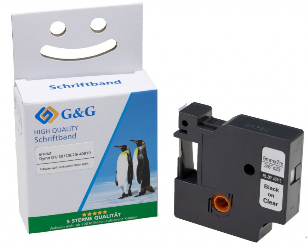 Касета за етикетен принтер RM-GG-810 / DYMO LM 160 / RHINO 6000 - BLACK ON CLEAR 9mm x 7mна ниска цена с бърза доставка - BestPC.BG