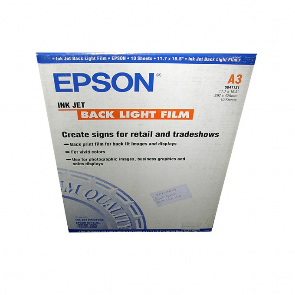 Хартия за принтер ХАРТИЯ EPSON INK JET BACK LIGHT FILM - A3 - OUTLETна ниска цена с бърза доставка - BestPC.BG