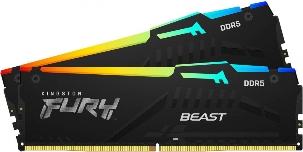 Памет KINGSTON DRAM 32GB 5200MT-s DDR5 CL36 DIMM (Kit of 2) FURY Beast RGBна ниска цена с бърза доставка