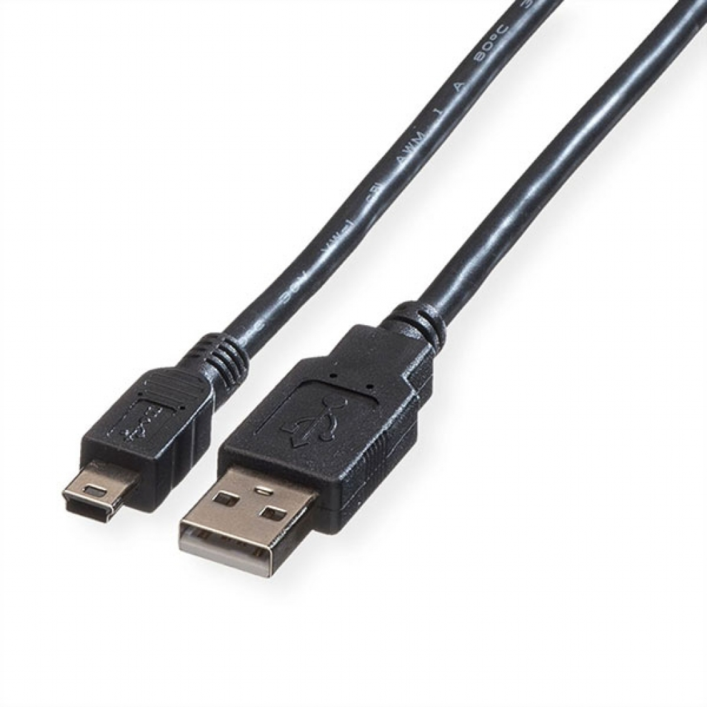 Кабел/адаптер Cable USB2.0 A-Mini 5pin, 0.8m, Roline 11.02.8708на ниска цена с бърза доставка - BestPC.BG