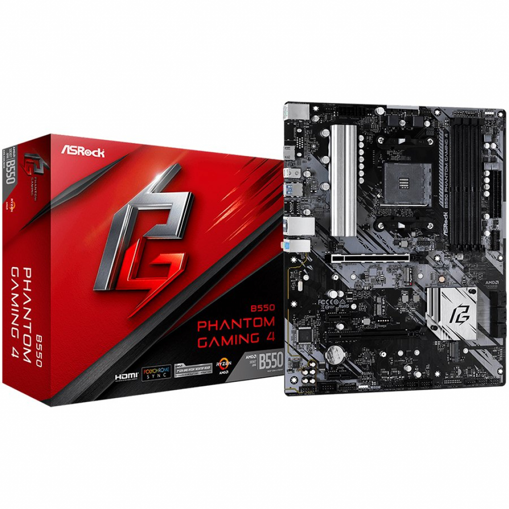 Дънна платка ASROCK Main Board Desktop B550 PHANTOM GAMING 4, AM4, B550, 4xDDR4, 1xPCIeна ниска цена с бърза доставка - BestPC.BG