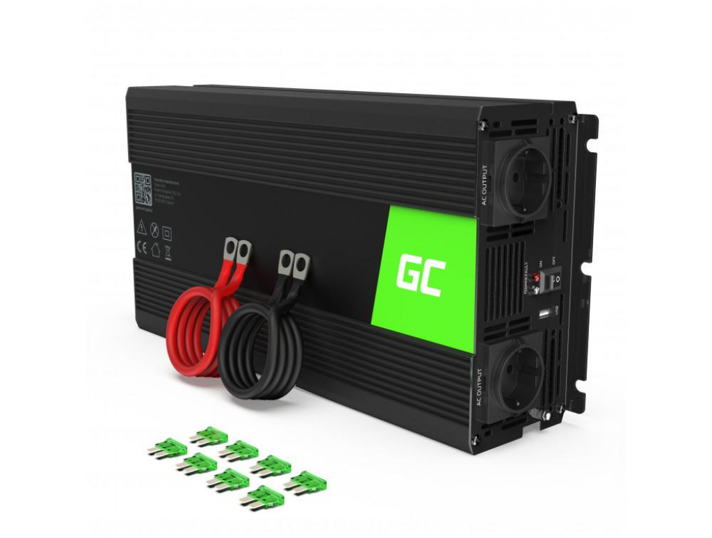 Инвертор GREEN CELL, 24-220V,  DC-AC, 1500W-3000W, Модифицирана синусоидана ниска цена с бърза доставка - BestPC.BG
