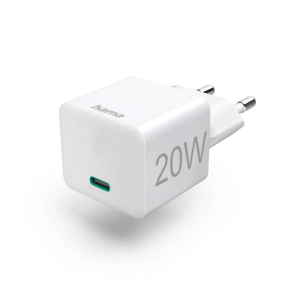 Принадлежност за смартфон HAMA Mini-Charger, Power Delivery (PD) Qualcomm 3.0, USB-C, 20W, Бялна ниска цена с бърза доставка - BestPC.BG