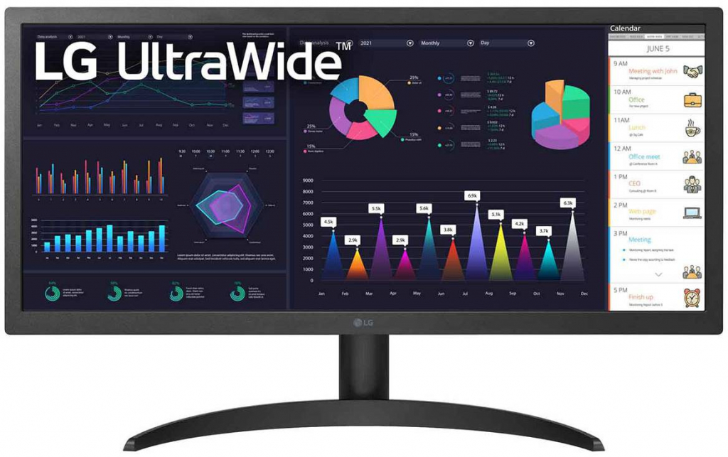 Монитор LG 26WQ500-B, 25.7" UltraWide AG, IPS Panel, 1ms MBR, 5ms, CR 1000:1на ниска цена с бърза доставка - BestPC.BG