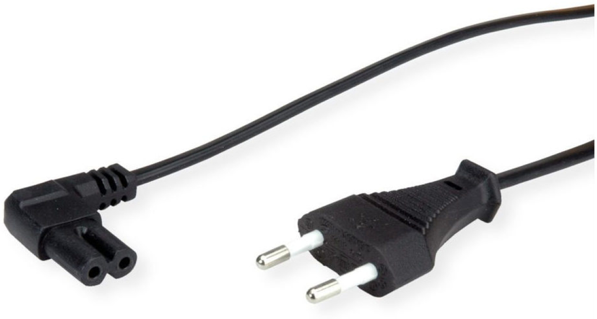 VALUE 19.99.2088 :: Захранващ кабел Euro, 2-пинов, под ъгъл 90°, черен, 1, 8 мна ниска цена с бърза доставка - BestPC.BG