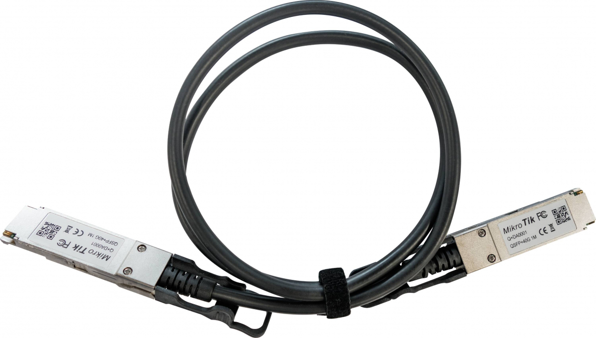 SFP Модул MikroTik Q+DA0001, QSFP28 direct attach cable 40/100G 1mна ниска цена с бърза доставка - BestPC.BG