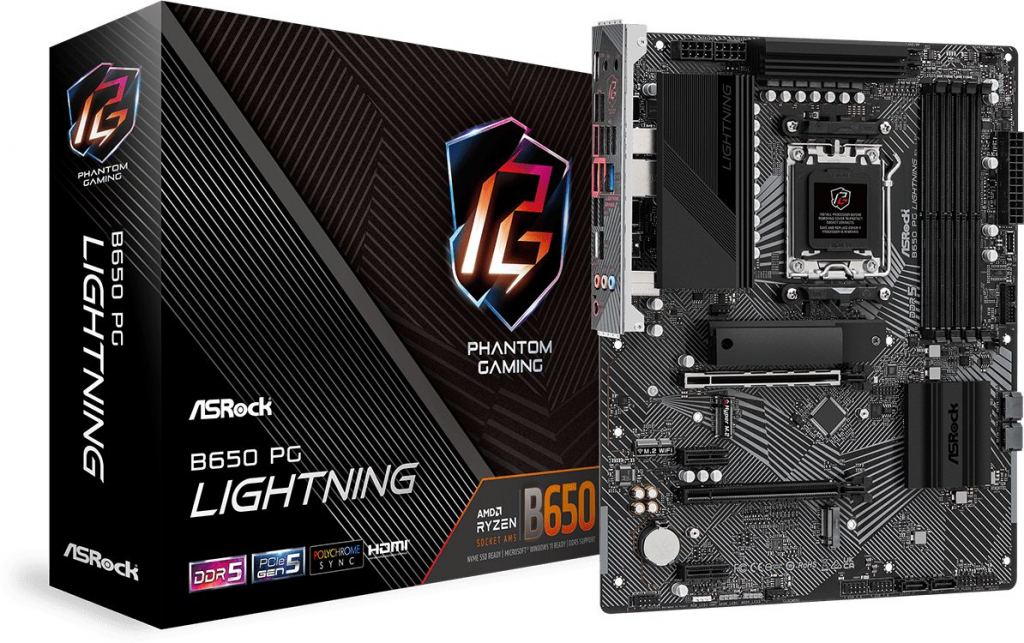 Дънна платка ASROCK B650 PG Lightning, Socket AM5, ATX, 4xDDR5на ниска цена с бърза доставка - BestPC.BG